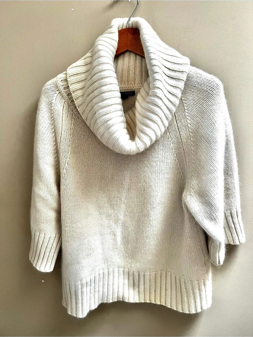 Anne Klein cream cashmere Cowl Neck Sweater Sz L